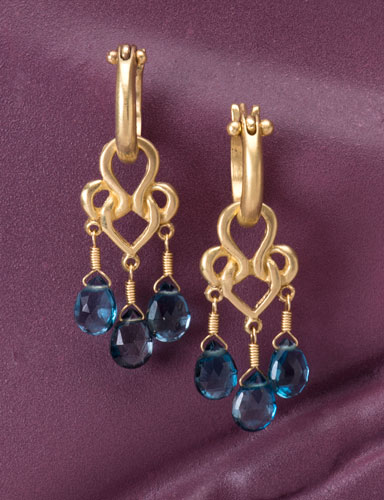 London Blue Topaz Woven Heart Drops