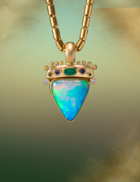 Ethiopian Opal Shield Pendant