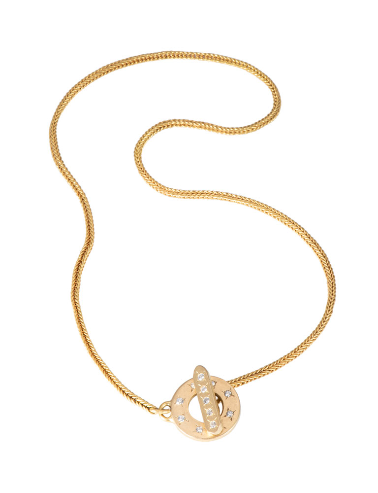 Gold toggle necklace with outlet pendant