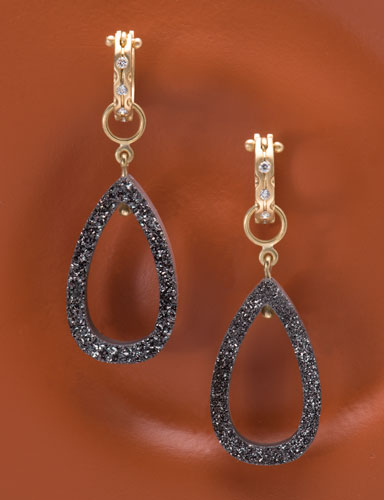 Black Druzy Open Pear-shaped Drops Black Druzy Open Pear-shaped Drops