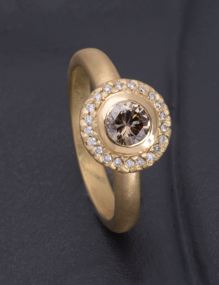 Cognac Diamond Starburst Ring