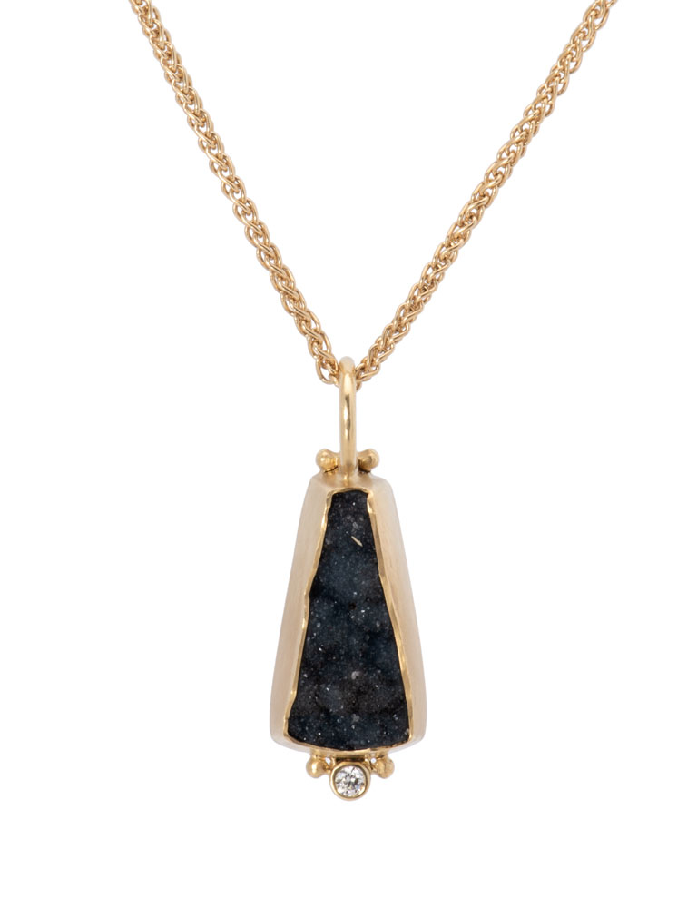 Black Druzy Long Triangle Pendant Black Druzy Long Triangle Pendant