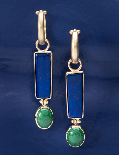 Lapis and Green Agate Moai Drops Lapis and Green Agate Moai Drops