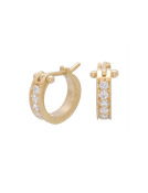 Small White Diamond Pave Hoops Main View