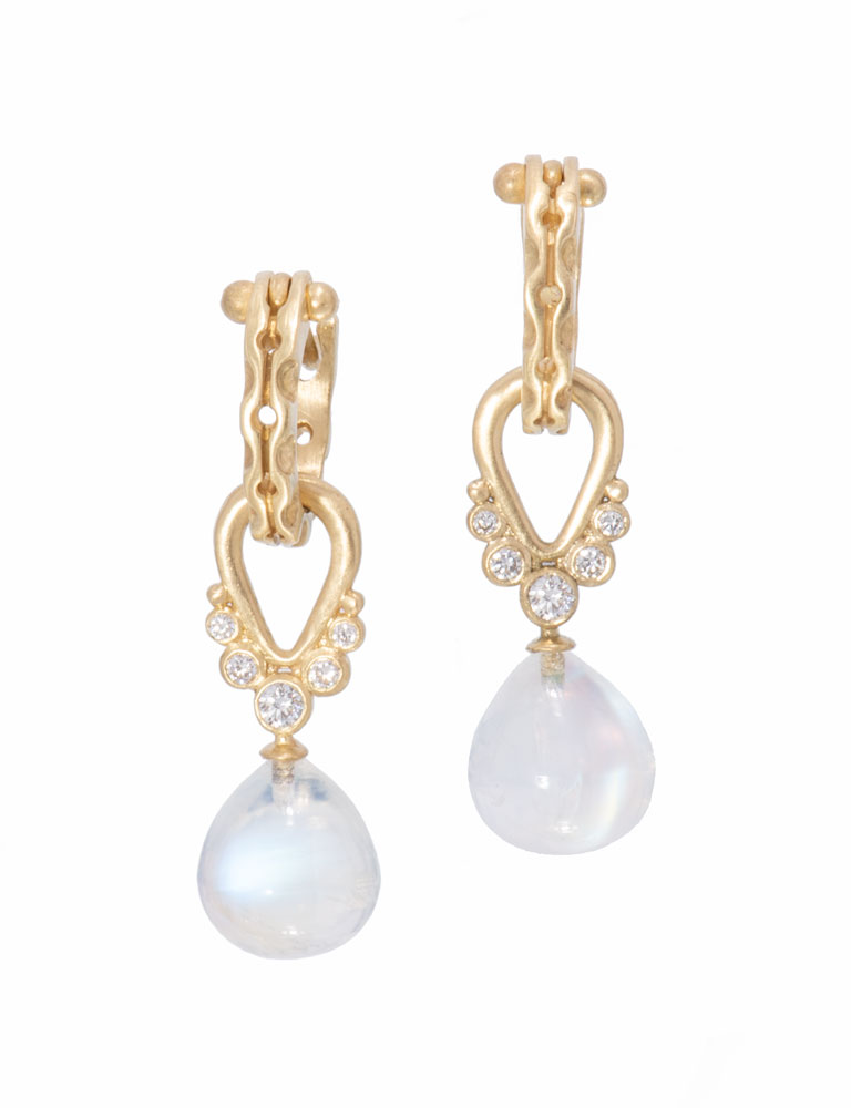 Moonstone and Diamond Riviera Drops Moonstone and Diamond Riviera Drops