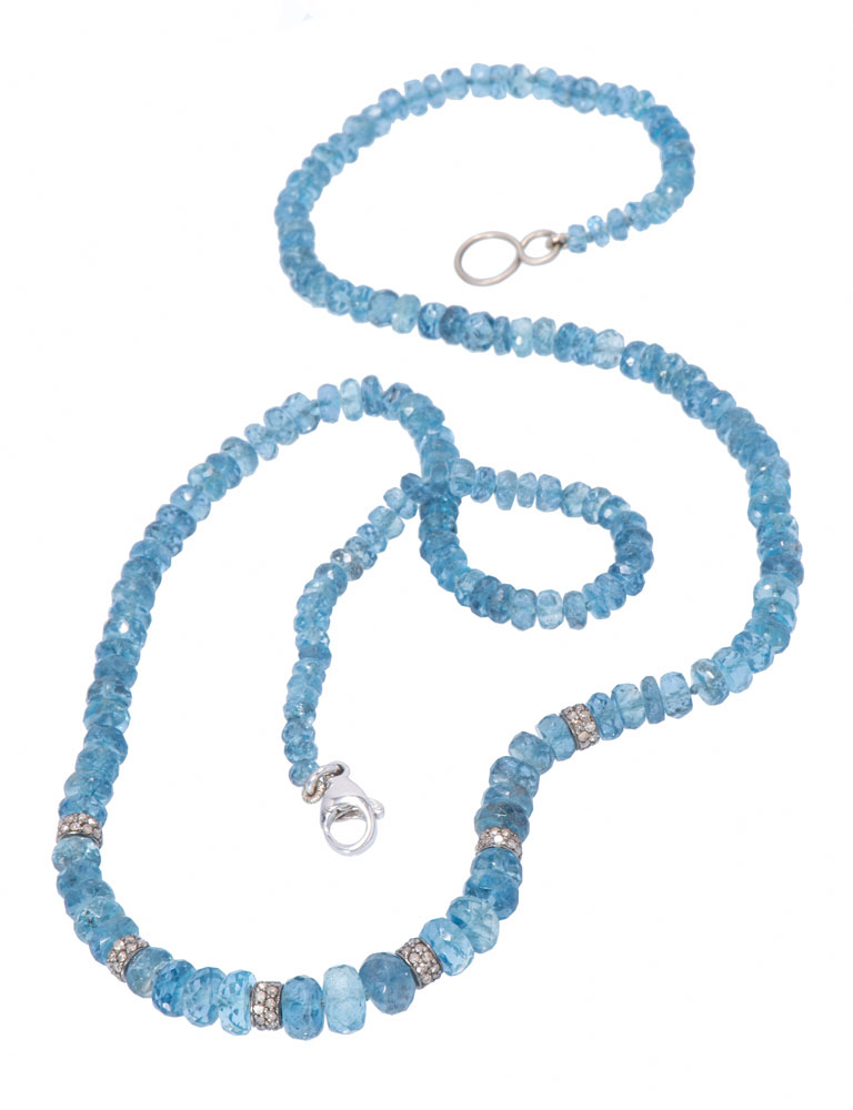 Diamond Rondelle Aquamarine Necklace Diamond Rondelle Aquamarine Necklace