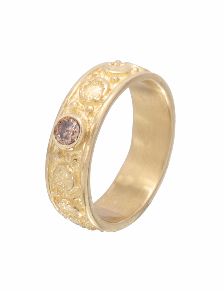 Cognac Diamond Circle of Wreaths Ring