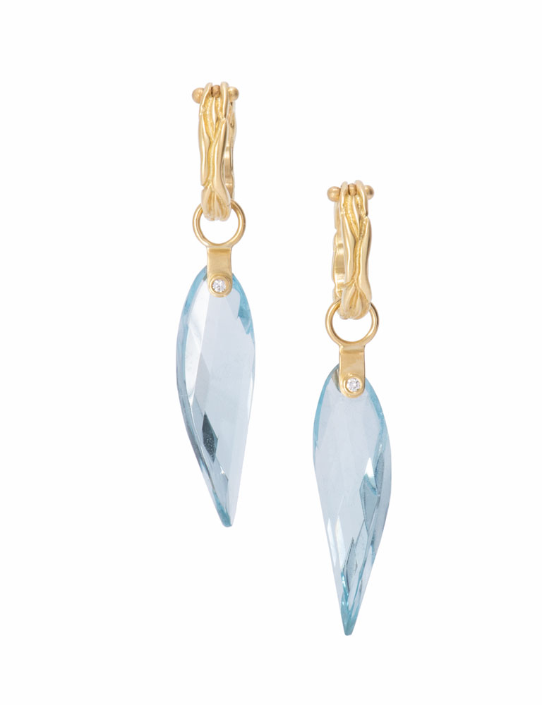 Blue Topaz Twisted Petal Stirrup Drops