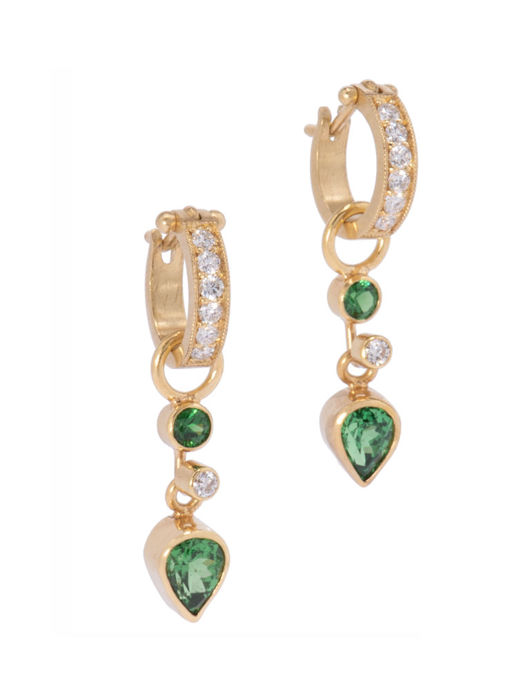 Tsavorite and Diamond Drops