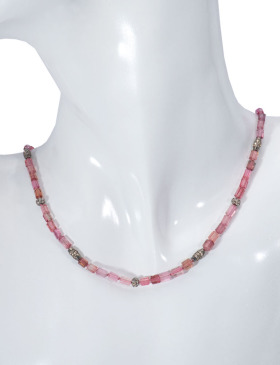 Pink Tourmaline Crystal Bead Necklace