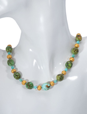 Sonoran Gold and Kingman Turquoise Necklace