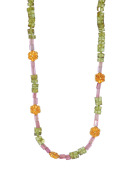 Peridot and Tourmaline Flower BeadNecklace View 1