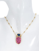 Pink Tourmaline Crystal and Kyanite Necklace View 2