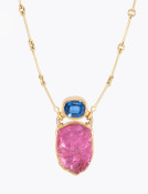 Pink Tourmaline Crystal and Kyanite Necklace View 1