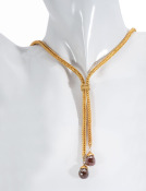 Brown Diamond and 22kt Gold Lariat Necklace View 2