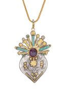 Pink Sapphire Heart Talisman Necklace View 1