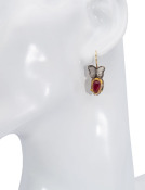 Tourmaline and Diamond Rabbit Butterfly Earrings View 2
