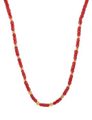 Coral and Gold Bead Necklace View 1