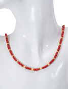 Coral and Gold Bead Necklace View 2