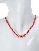 Coral Bead and Gold Charm Necklace View 2
