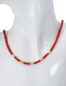 Simple Coral Bead and Gold Necklace View 2