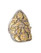 Mixed Metal Diamond Shield Ring View 1