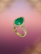 Pear-shaped Emerald and Diamond Ring View 1