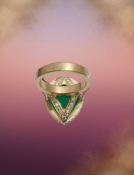 Pear-shaped Emerald and Diamond Ring View 2