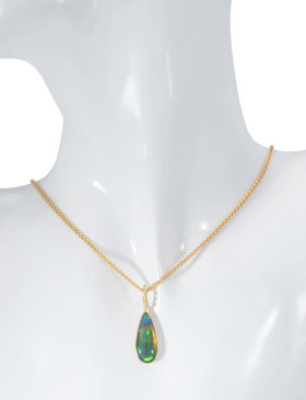 Long Ethiopian Opal Teardrop Pendant