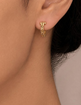 Small Brown Diamond Cypress Hoops