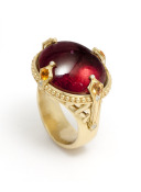 Red Rubellite Moorish Tapestry Ring View 1