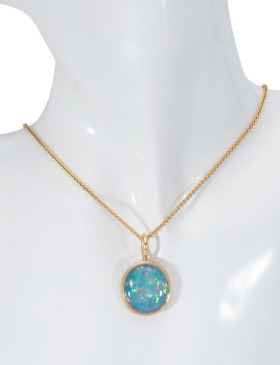 Blue Ethiopian Hydrophane Opal Pendant