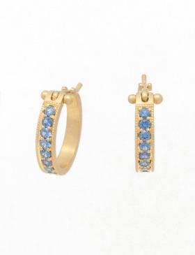 Large Blue Sapphire Pave Hoops