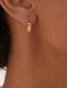 Small Yellow Sapphire Pave Hoops View 2