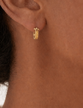 Small Yellow Sapphire Pave Hoops