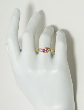 Oval Pink Sapphire  and Diamond Queen's Cup Ring