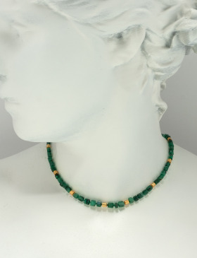 Emerald and Gold Barrel Necklace