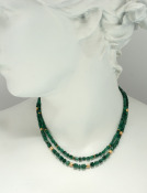 Emerald and Gold Barrel Necklace View 3