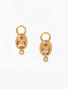 Apricot Tourmaline and Diamond Moondrops View 1