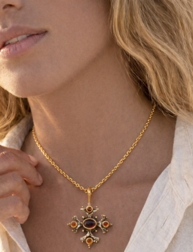 Red Garnet Maltese Cross Pendant
