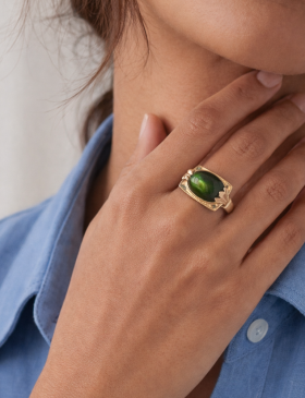 Green Tourmaline Scallop Ring II