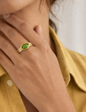 Green Sapphire Trocadero Ring