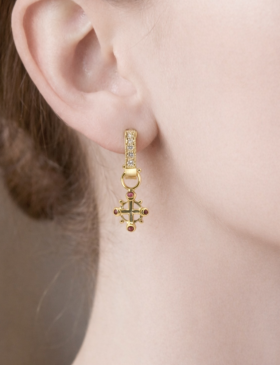 Poseidon Cross Drops with Rubies