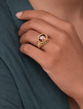 Pink Tourmaline Swirl Ring