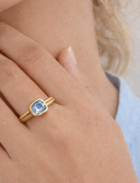 Lavender Blue Sapphire Trocadero Ring
