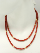 Coral and Gold Beaded Necklace View 2