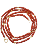 Coral and Gold Beaded Necklace View 1