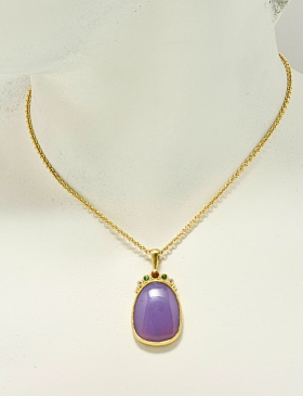 Holly Agate Lotus Pendant