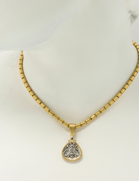 Mixed Metal Bee Amulet Pendant