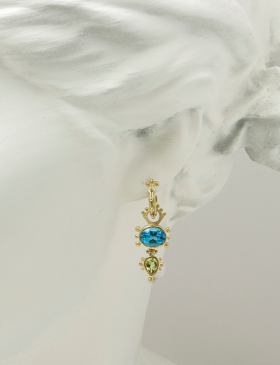 Blue Topaz and Peridot Geneva Drops
